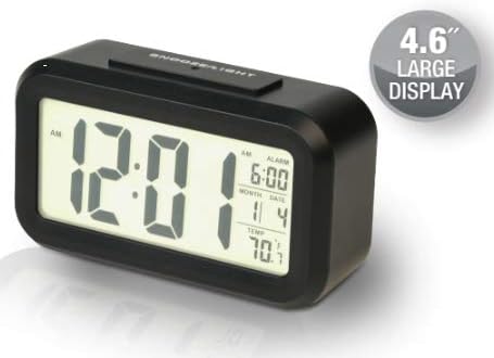 RCA Portable Alarm Clock with Night Light and Temperature Display