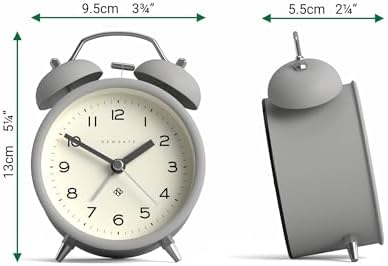 NEWGATE Charlie Bell Echo Alarm Clock Modern Retro Design Grey