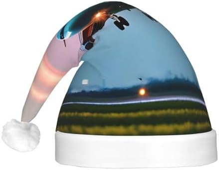 Airplane in the Evening Lights Print Christmas Hat with LED