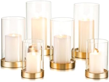 Hewory Gold Hurricane Candle Holder Set of 6