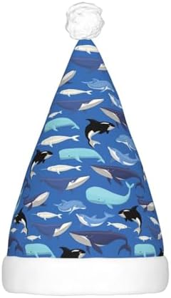 Whale Pattern Print LED Christmas Hat for Adults