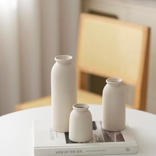 Tinctotnic 3-Piece Ceramic Vase Set - Distressed Beige