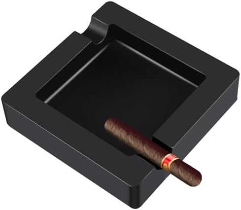 7 Inch Cigar Ashtray Silicone Black Durable Large Capacity
