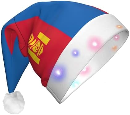 Mongolian Flag Print Christmas LED Hat for Festive Parties