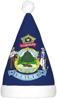 Maine State Flag Christmas Hat with LED Lights