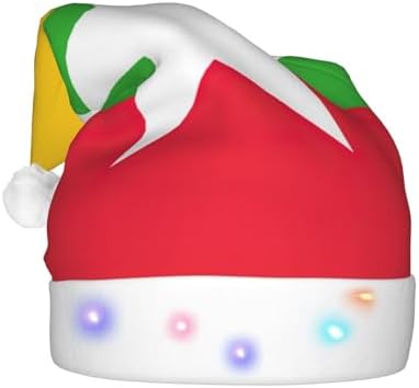 Myanmar Flag Print Christmas Hat with LED Lights