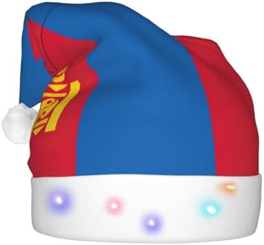 Mongolian Flag Print Christmas LED Hat for Festive Parties