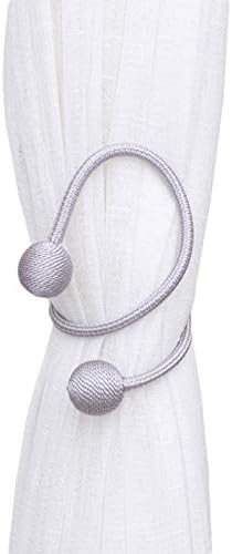 Farmhouse Curtain Tiebacks 2 Pack Silver Gray Woven Rope Holdbacks