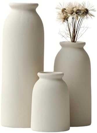 Tinctotnic 3-Piece Ceramic Vase Set - Distressed Beige