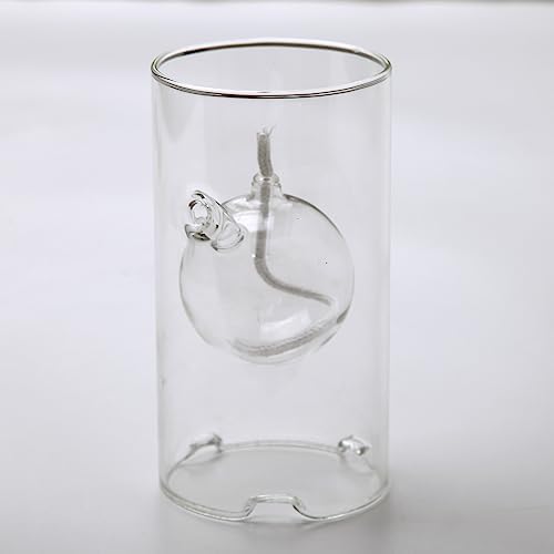 Glass Oil Lamp Borosilicate Hurricane Candle Holder 7 Inch