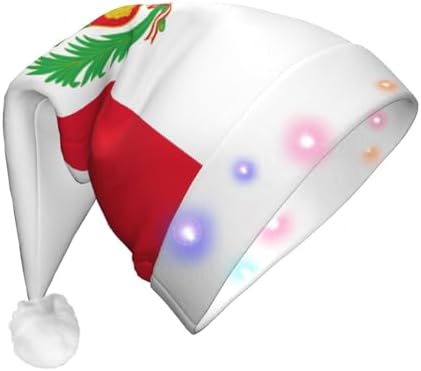 Peru Flag Christmas Hat with LED Lights