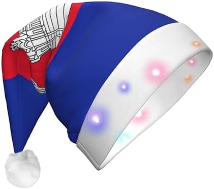 Cambodia Flag Christmas Hat with LED Lights