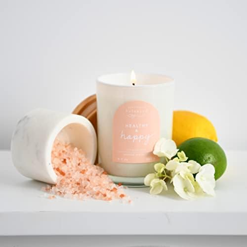 Scented Lidded Glass Soy Candle - Healthy Happy 93 oz