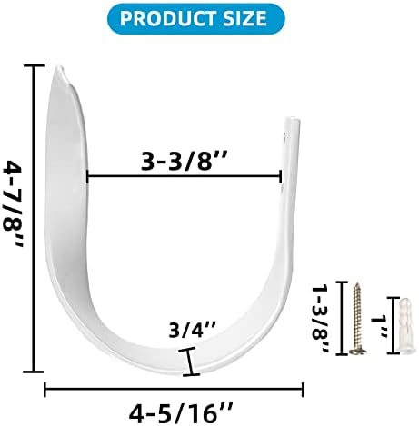 Decorative Curtain Holdbacks with Screws White 2 Pack