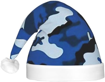 Blue Camo Print LED Christmas Hat for Adults
