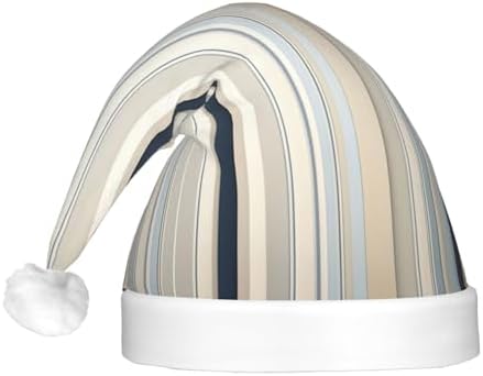Blue Beige Stripe Christmas Hat with LED Lights