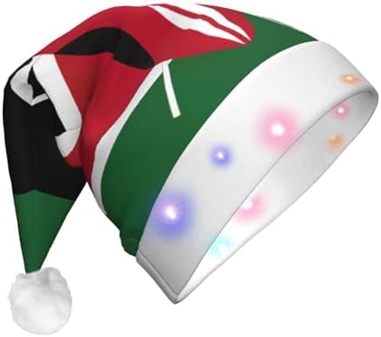 Kenya Flag Christmas Hat with LED Lights