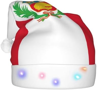 Peru Flag Christmas Hat with LED Lights