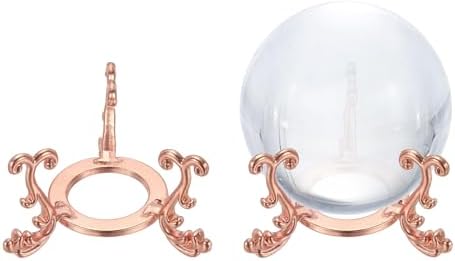 Uxcell 2pcs Metal Crystal Sphere Display Stand Rose Gold