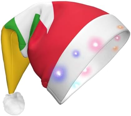 Myanmar Flag Print Christmas Hat with LED Lights