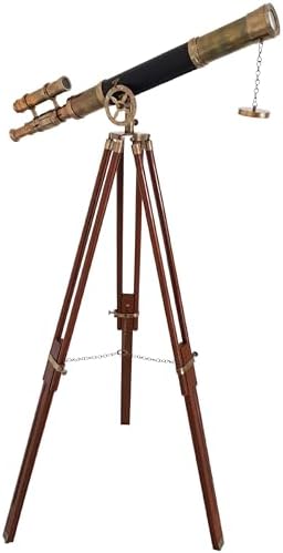 Classic Nautical Brass Telescope with Wooden Tripod