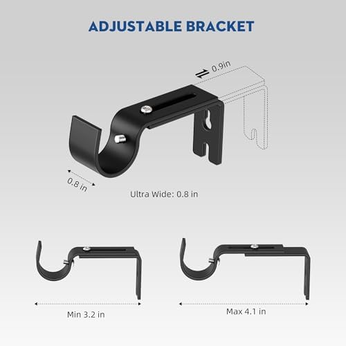 Black Curtain Rod 66-120 Inch Adjustable Heavy Duty