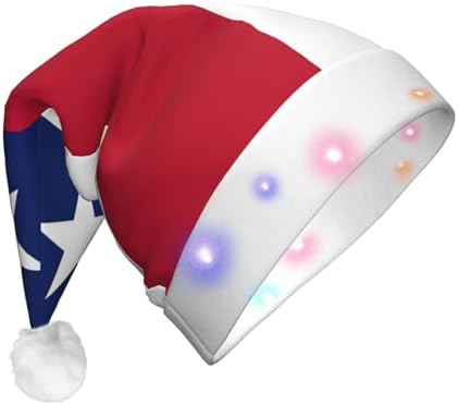 Texas State Flag Christmas Hat with LED Lights