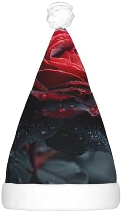 Red And Black Rose Print Christmas Hat With LED Light