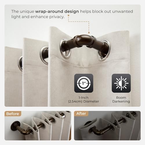 Zeerobee 1 Inch Antique Bronze Curtain Rods 32-48 Inches