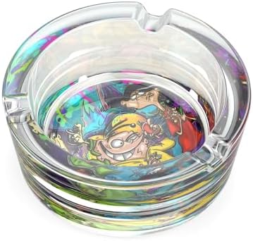 Glass Ashtray with Cartoon Design Yellow