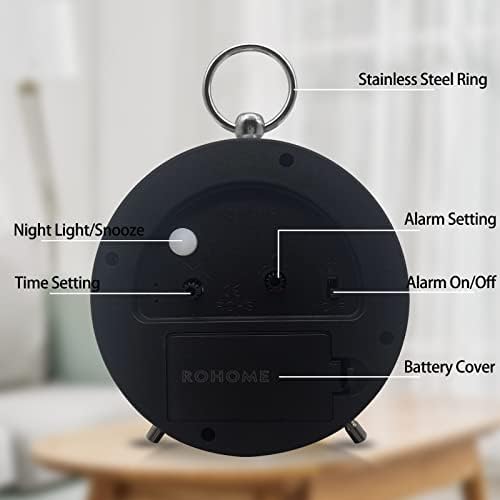 Small Alarm Clock with Night Light and Hanging Design Yellow