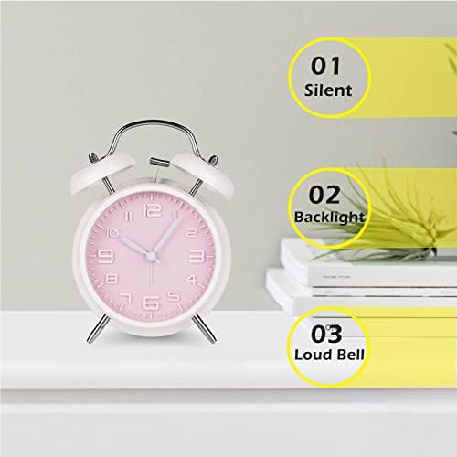 PILIFE Analog Alarm Clock 4 Inch Super Silent Twin Bell