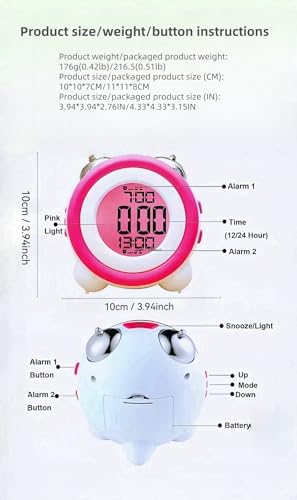 Super Loud Alarm Clock with Retro Design and Backlight Display