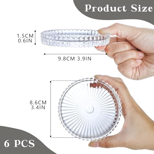 Kanpura Clear Glass Candle Holder Plates Set of 6