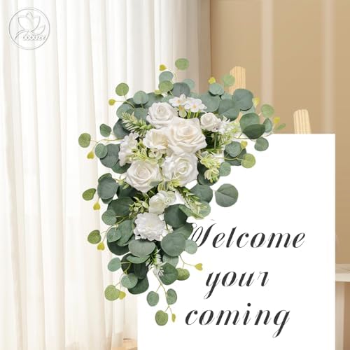 Artificial Wedding Arch Flowers Set of 2 White