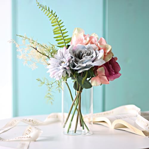 12Pcs Clear Glass Cylinder Vases for Centerpieces