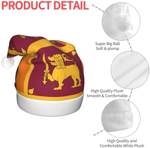 Sri Lanka Flag Print Christmas Hat with LED Light