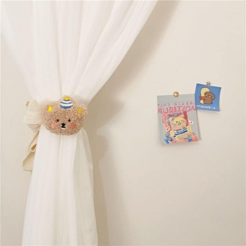 2 Pack Plush Bear Curtain Tiebacks White