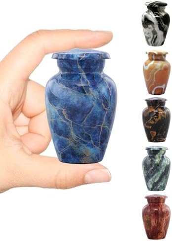 Marble Finish Mini Cremation Urn for Ashes - Exotic Blue