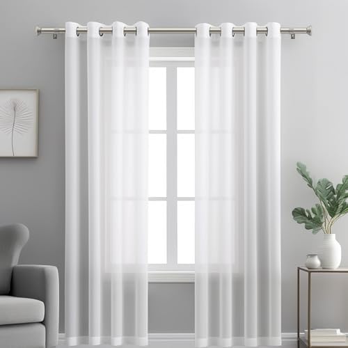 Heavy Duty Curtain Rods 28-48 Inches Silver Adjustable with Diamond Finials