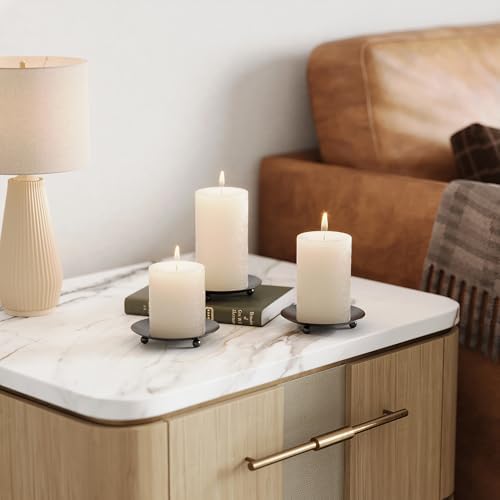 Matte Black Metal Candle Holders Set of 2