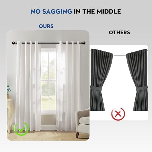 Black Curtain Rod 66-120 Inch Adjustable Heavy Duty