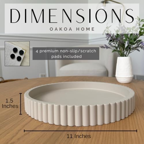 OAKOA Concrete Round Decorative Tray - Modern Home Decor