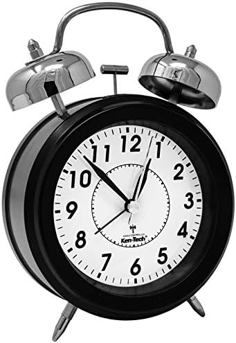 Sonnet Twin Bell Alarm Clock - Very Loud 100dB Battery Operated Blue Backlight Black