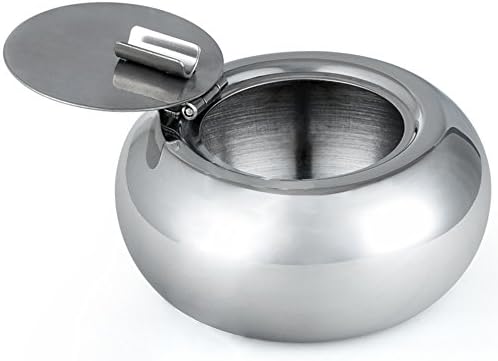 Maxin Silver Stainless Steel Cigarette Ashtray with Lid
