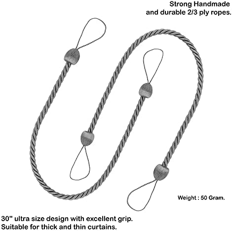 2 Pack Charcoal Polyester Curtain Tiebacks 1