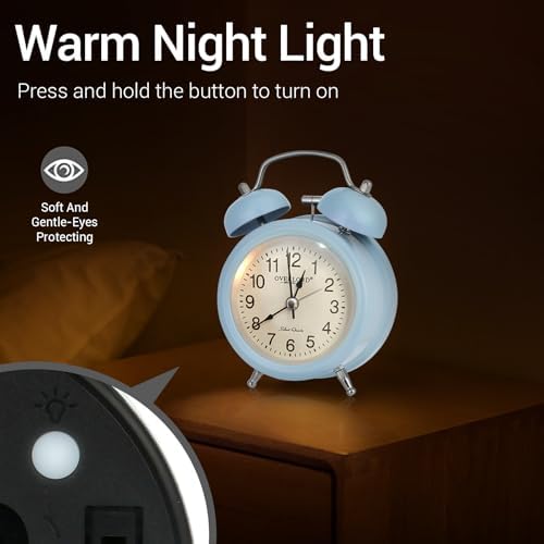 Professional Grade Metal Win Bell Alarm Clock with Silent Operation and Night Light