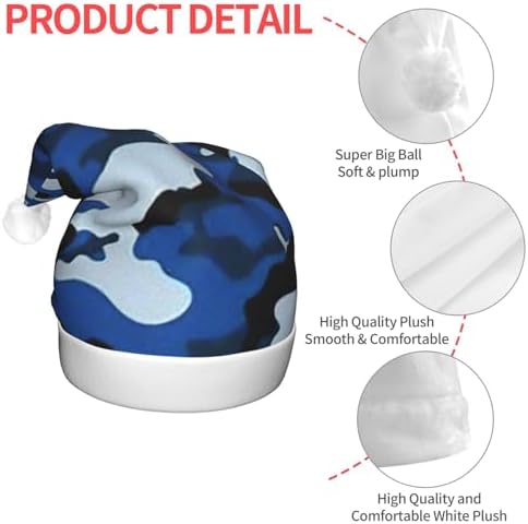 Blue Camo Print LED Christmas Hat for Adults