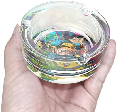 Glass Ashtray with Cartoon Design Yellow