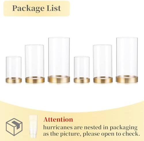 Hewory Gold Hurricane Candle Holder Set of 6